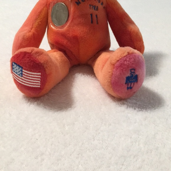 2001 New York State quarter orange beanie bear with authentic NY quarter - Picture 3 of 6